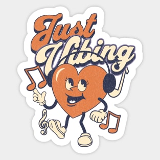 Just vibing heart music typography text | Morcaworks Sticker